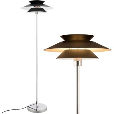 NETTLIFE Nowoczesna czarna lampa podłogowa do salonu E27 1 płomień z włącznikiem nożnym Vintage Metal Industrial Design Wysokość 145CM NETTLIFE Nowoczesna czarna lampa podłogowa do salonu E27 1 płomień z włącznikiem nożnym Vintage Metal Industrial Design Wysokość 145CM