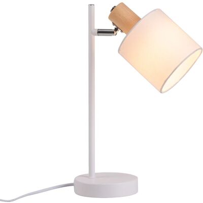 NETTLIFE Vintage drewniana lampka nocna 35,5cm E14 Biała lampa stołowa Klosz z tkaniny z regulowanym włącznikiem bez żarówki NETTLIFE Vintage drewniana lampka nocna 35,5cm E14 Biała lampa stołowa Klosz z tkaniny z regulowanym włącznikiem bez żarówki