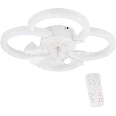 NETTLIFE Wentylator sufitowy LED cichym oświetleniem i pilotem, ściemnialna lampa sufitowa, 6-stopniowy timer, biały NETTLIFE Wentylator sufitowy LED cichym oświetleniem i pilotem, ściemnialna lampa sufitowa, 6-stopniowy timer, biały