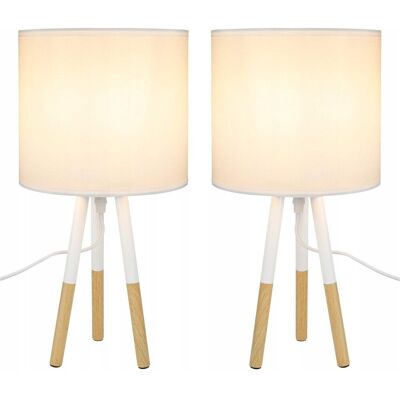 NETTLIFE Zestaw 2 lamp stołowych Nowoczesna lampka nocna biała E27 Metal Design Gabinet NETTLIFE Zestaw 2 lamp stołowych Nowoczesna lampka nocna biała E27 Metal Design Gabinet