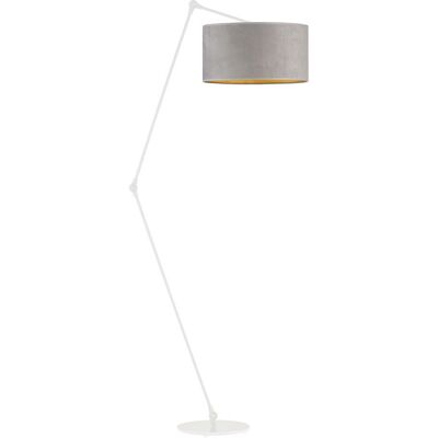 LYSNE Nowoczesna Lampa Podłogowa Bari Velur, Szary Ze Złotym Wnętrzem LYSNE Nowoczesna Lampa Podłogowa Bari Velur, Szary Ze Złotym Wnętrzem