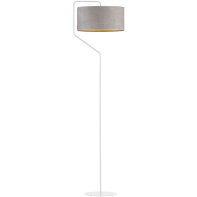 Nowoczesna lampa podłogowa, Lysne, Tessalia Velur, E27, 60W, Szary ze złotym wnętrzem Nowoczesna lampa podłogowa, Lysne, Tessalia Velur, E27, 60W, Szary ze złotym wnętrzem