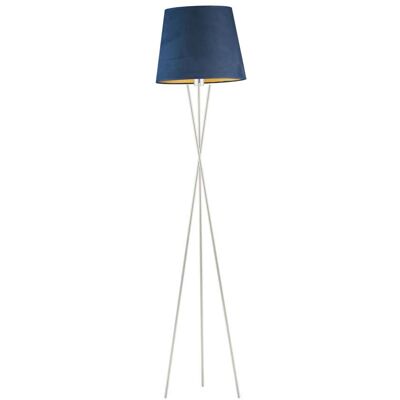 Nowoczesna lampa podłogowa typu tripod, Lysne, Tokio velur, Granatowy ze złotym wnętrzem Nowoczesna lampa podłogowa typu tripod, Lysne, Tokio velur, Granatowy ze złotym wnętrzem