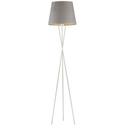 Nowoczesna lampa podłogowa typu tripod, Lysne, Tokio velur, Szary ze złotym wnętrzem Nowoczesna lampa podłogowa typu tripod, Lysne, Tokio velur, Szary ze złotym wnętrzem