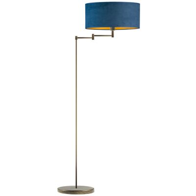 LYSNE Nowoczesna lampa podłogowa z ruchomym ramieniem CANCUN VELUR E27, granatowy ze złotym wnętrzem LYSNE Nowoczesna lampa podłogowa z ruchomym ramieniem CANCUN VELUR E27, granatowy ze złotym wnętrzem