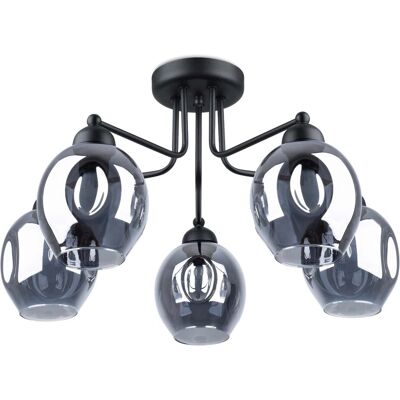 Iga Nowoczesny i Stylowy Żyrandol Metalowo-Szklany YUMA 5 czarny Iga Nowoczesny i Stylowy Żyrandol Metalowo-Szklany YUMA 5 czarny