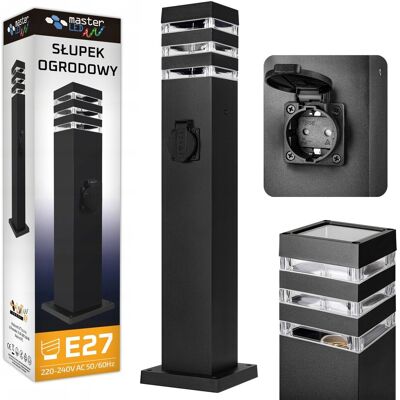 Inny producent Ogrodowa lampa LED z gniazdem Malibu 9x9 60cm E27 7582 LVT Inny producent Ogrodowa lampa LED z gniazdem Malibu 9x9 60cm E27 7582 LVT
