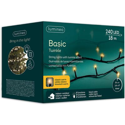 Kaemingk Oświetlenie Choinkowe Basic 240led 18m Klasyczny Ciepły Flash 8 Funkcji Czarny Kabel Kaemingk Oświetlenie Choinkowe Basic 240led 18m Klasyczny Ciepły Flash 8 Funkcji Czarny Kabel