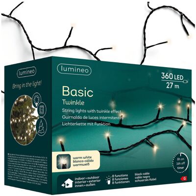 Kaemingk Oświetlenie Choinkowe Basic 360led 27m Ciepły Biały Flash 8 Funkcji Czarny Kabel Kaemingk Oświetlenie Choinkowe Basic 360led 27m Ciepły Biały Flash 8 Funkcji Czarny Kabel