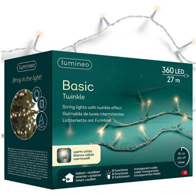 Kaemingk Oświetlenie Choinkowe Basic 360led 27m Ciepły Biały Flash 8 Funkcji Transparentny Kabel Kaemingk Oświetlenie Choinkowe Basic 360led 27m Ciepły Biały Flash 8 Funkcji Transparentny Kabel