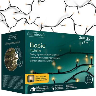Kaemingk Oświetlenie Choinkowe Basic 360led 27m Klasyczny Ciepły Flash 8 Funkcji Czarny Kabel Kaemingk Oświetlenie Choinkowe Basic 360led 27m Klasyczny Ciepły Flash 8 Funkcji Czarny Kabel