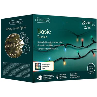 Kaemingk Oświetlenie Choinkowe Basic 360led 27m Multikolor Funkcji Czarny Kabel Efekt Migotania Kaemingk Oświetlenie Choinkowe Basic 360led 27m Multikolor Funkcji Czarny Kabel Efekt Migotania