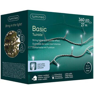 Kaemingk Oświetlenie Choinkowe Basic 360led 27m Zimny Biały 8 Funkcji Biały Kabel Efekt Migotania Kaemingk Oświetlenie Choinkowe Basic 360led 27m Zimny Biały 8 Funkcji Biały Kabel Efekt Migotania