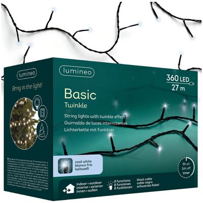 Kaemingk Oświetlenie Choinkowe Basic 360led 27m Zimny Biały Flash 8 Funkcji Czarny Kabel Kaemingk Oświetlenie Choinkowe Basic 360led 27m Zimny Biały Flash 8 Funkcji Czarny Kabel