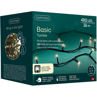 Kaemingk Oświetlenie Choinkowe Basic 480led 36m Ciepły Biały 8 Funkcji Czarny Kabel Efekt Migotania Kaemingk Oświetlenie Choinkowe Basic 480led 36m Ciepły Biały 8 Funkcji Czarny Kabel Efekt Migotania