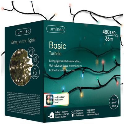 Kaemingk Oświetlenie Choinkowe Basic 480led 36m Multikolor Flash 8 Funkcji Czarny Kabel Kaemingk Oświetlenie Choinkowe Basic 480led 36m Multikolor Flash 8 Funkcji Czarny Kabel