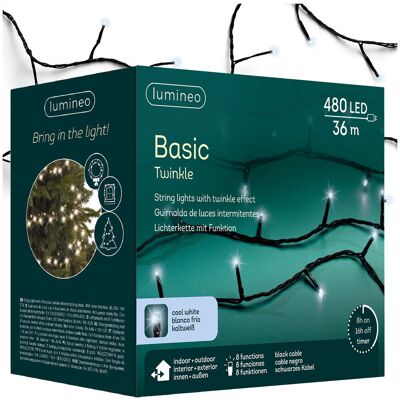 Kaemingk Oświetlenie Choinkowe Basic 480led 36m Zimny Biały Flash 8 Funkcji Czarny Kabel Kaemingk Oświetlenie Choinkowe Basic 480led 36m Zimny Biały Flash 8 Funkcji Czarny Kabel