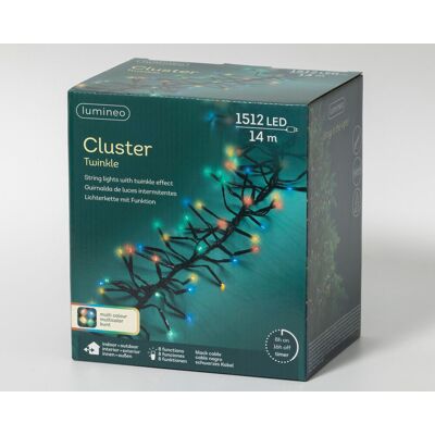 Kaemingk Oświetlenie Choinkowe Cluster Twinkle 1512led/14m Multikolor/czarny Kabel Kaemingk Oświetlenie Choinkowe Cluster Twinkle 1512led/14m Multikolor/czarny Kabel