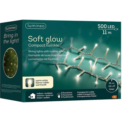 Kaemingk B.V. Oświetlenie choinkowe Soft glow 500LED 11m ciepły biały - transparentny kabel Kaemingk B.V. Oświetlenie choinkowe Soft glow 500LED 11m ciepły biały - transparentny kabel