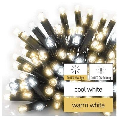 Emos Oświetlenie łączone Profi - łańcuch 100LED 10m, ciepła biel+zimna biel miga, czarny Emos Oświetlenie łączone Profi - łańcuch 100LED 10m, ciepła biel+zimna biel miga, czarny
