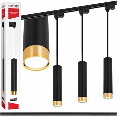inna (Inny) Oświetlenie szynowe 3x lampa wisząca LED Szyna 1m TUBA GU10 czarna ZŁOTA inna (Inny) Oświetlenie szynowe 3x lampa wisząca LED Szyna 1m TUBA GU10 czarna ZŁOTA