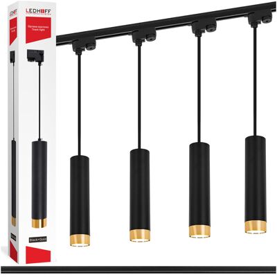 inna (Inny) Oświetlenie szynowe 4x lampa wisząca LED Szyna 1m TUBA GU10 czarna ZŁOTA inna (Inny) Oświetlenie szynowe 4x lampa wisząca LED Szyna 1m TUBA GU10 czarna ZŁOTA