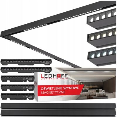 Ledhoff Oświetlenie Szynowe Led Magnes 2x Szyna 1m + 5x Lampa Punktowa Łącznik M20 Ledhoff Oświetlenie Szynowe Led Magnes 2x Szyna 1m + 5x Lampa Punktowa Łącznik M20