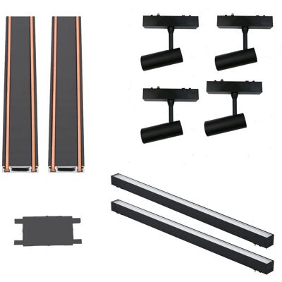 area-led Oświetlenie szynowe magnetyczne 2x SZYNA 1m + 2x20W lampa liniowa + 4x7W reflektor + złączka neutralne światło area-led Oświetlenie szynowe magnetyczne 2x SZYNA 1m + 2x20W lampa liniowa + 4x7W reflektor + złączka neutralne światło
