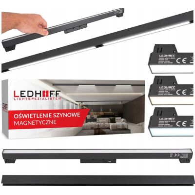 Ledhoff Oświetlenie szynowe magnetyczne M20 szyna + lampa liniowa 24W czarna 3CCT Ledhoff Oświetlenie szynowe magnetyczne M20 szyna + lampa liniowa 24W czarna 3CCT