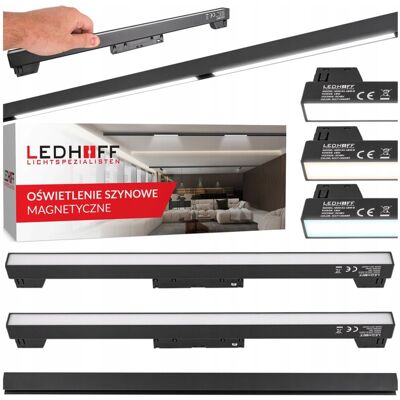 Ledhoff Oświetlenie szynowe magnetyczne szyna + 2x lampa liniowa 18W czarny mat M20 Ledhoff Oświetlenie szynowe magnetyczne szyna + 2x lampa liniowa 18W czarny mat M20