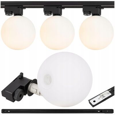 Ledhoff Oświetlenie szynowe SZYNA 1m lampa oprawa LED G9 biała kula szklana x3 12cm Ledhoff Oświetlenie szynowe SZYNA 1m lampa oprawa LED G9 biała kula szklana x3 12cm