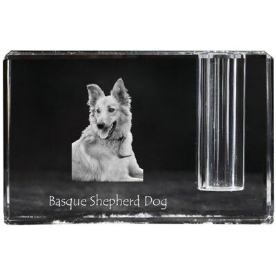 Owczarek baskijski, Basque Shepherd Dog - stojak na długopis, kryształowy organizer ze zdjęciem psa, unikatowa ozdoba biurka marki Art-Dog Owczarek baskijski, Basque Shepherd Dog - stojak na długopis, kryształowy organizer ze zdjęciem psa, unikatowa ozdoba biurka marki Art-Dog