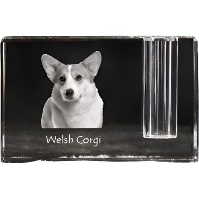 Pembroke Welsh Corgi - stojak na długopis, kryształowy organizer ze zdjęciem psa, unikatowa ozdoba biurka marki Art-Dog Pembroke Welsh Corgi - stojak na długopis, kryształowy organizer ze zdjęciem psa, unikatowa ozdoba biurka marki Art-Dog