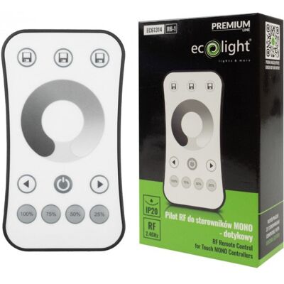 Ecolight Pilot Dotykowy R6-1 RF do sterowników do Taśm LED MONO ściemniacz biały Ecolight Pilot Dotykowy R6-1 RF do sterowników do Taśm LED MONO ściemniacz biały