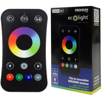 Ecolight Pilot Dotykowy RF R8-1 do Taśm LED RGB/RGBW Sterowanie Bezprzewodowe Czarny Ecolight Pilot Dotykowy RF R8-1 do Taśm LED RGB/RGBW Sterowanie Bezprzewodowe Czarny