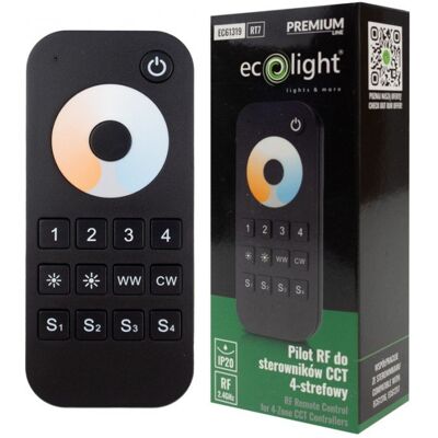 Ecolight Pilot Dotykowy RT7 RF do sterowników do Taśm LED CCT 4 strefowy czarny Ecolight Pilot Dotykowy RT7 RF do sterowników do Taśm LED CCT 4 strefowy czarny