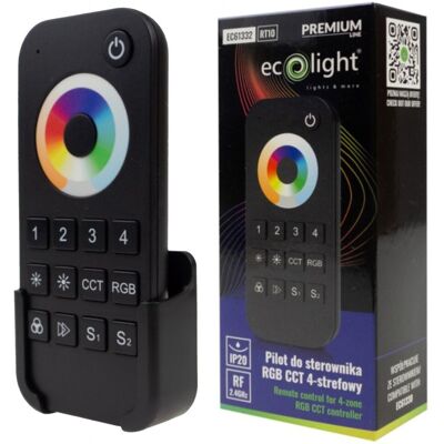 Ecolight Pilot RT10 RF 4 strefowy do sterowników LED RGB+CCT dotykowy czarny Ecolight Pilot RT10 RF 4 strefowy do sterowników LED RGB+CCT dotykowy czarny