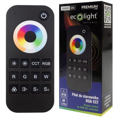 Ecolight Pilot RT5 RF do sterowników LED RGB+CCT dotykowy czarny 1 strefa Ecolight Pilot RT5 RF do sterowników LED RGB+CCT dotykowy czarny 1 strefa
