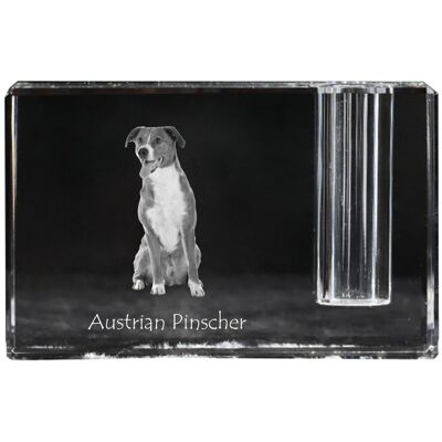 Pinczer austriacki, Austrian pinscher - stojak na długopis, kryształowy organizer ze zdjęciem psa, unikatowa ozdoba biurka marki Art-Dog Pinczer austriacki, Austrian pinscher - stojak na długopis, kryształowy organizer ze zdjęciem psa, unikatowa ozdoba biurka marki Art-Dog