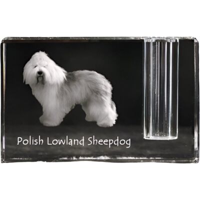 Polski owczarek nizinny, PON - stojak na długopis, kryształowy organizer ze zdjęciem psa, unikatowa ozdoba biurka marki Art-Dog Polski owczarek nizinny, PON - stojak na długopis, kryształowy organizer ze zdjęciem psa, unikatowa ozdoba biurka marki Art-Dog