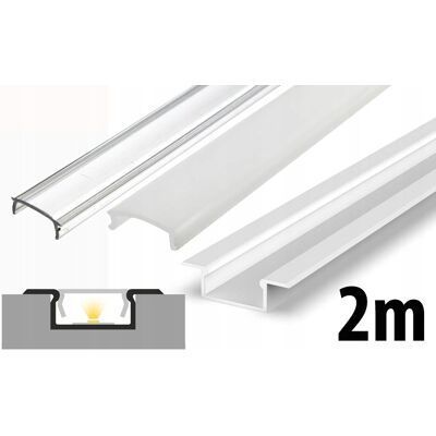 LED-ONE Profil aluminiowy wpuszczany płaski slim biały P6-2 + klosz do taśm LED 2m LED-ONE Profil aluminiowy wpuszczany płaski slim biały P6-2 + klosz do taśm LED 2m