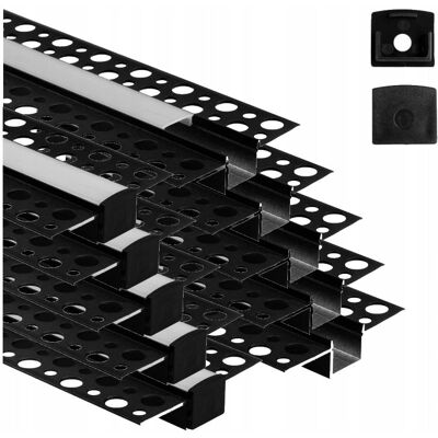 Inny producent Profil do Taśm LED Podtynkowy Czarny + Klosz Biały Mleczny 3m Zestaw 10 szt Inny producent Profil do Taśm LED Podtynkowy Czarny + Klosz Biały Mleczny 3m Zestaw 10 szt