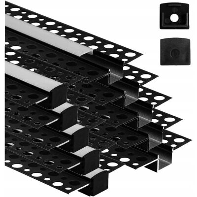 Inny producent Profil do Taśm LED Podtynkowy czarny + klosz mrożony 3m Zestaw 10 sztuk Inny producent Profil do Taśm LED Podtynkowy czarny + klosz mrożony 3m Zestaw 10 sztuk