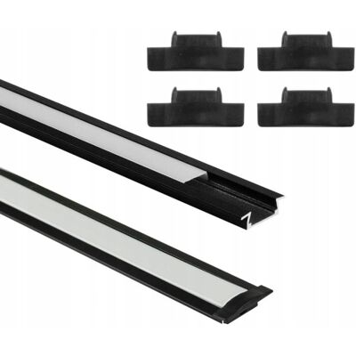 Ecolight Profil Podtynkowy Aluminiowy Czarny Do Taśm Led + Klosz Mleczny 2m Ecolight Profil Podtynkowy Aluminiowy Czarny Do Taśm Led + Klosz Mleczny 2m