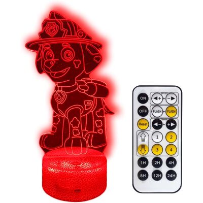 Rodzinkowo.pl Psi Patrol Marshall Lampka Nocna 3D Led Rgb Kolor Kabel Usb + Pilot Rodzinkowo.pl Psi Patrol Marshall Lampka Nocna 3D Led Rgb Kolor Kabel Usb + Pilot
