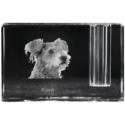 Pumi - stojak na długopis, kryształowy organizer ze zdjęciem psa, unikatowa ozdoba biurka marki Art-Dog Pumi - stojak na długopis, kryształowy organizer ze zdjęciem psa, unikatowa ozdoba biurka marki Art-Dog
