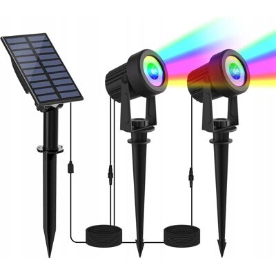 SuperLed Reflektor ogrodowy LED RGB wbijany na szpikulec + Panel solarny kabel 5m SuperLed Reflektor ogrodowy LED RGB wbijany na szpikulec + Panel solarny kabel 5m