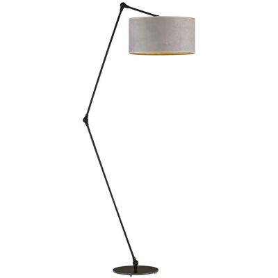 LYSNE Regulowana Lampa Podłogowa Bari Velur, Szary Ze Złotym Wnętrzem LYSNE Regulowana Lampa Podłogowa Bari Velur, Szary Ze Złotym Wnętrzem