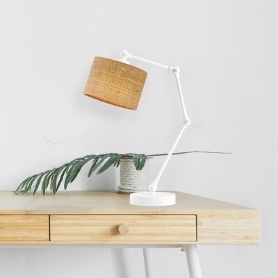 LYSNE Regulowana lampka nocna z rattanowym abażurem ASMARA BOHO/biały LYSNE Regulowana lampka nocna z rattanowym abażurem ASMARA BOHO/biały