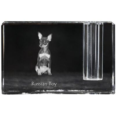 Rosyjski toy, Moskiewski terier miniaturowy - stojak na długopis, kryształowy organizer ze zdjęciem psa, unikatowa ozdoba biurka marki Art-Dog Rosyjski toy, Moskiewski terier miniaturowy - stojak na długopis, kryształowy organizer ze zdjęciem psa, unikatowa ozdoba biurka marki Art-Dog